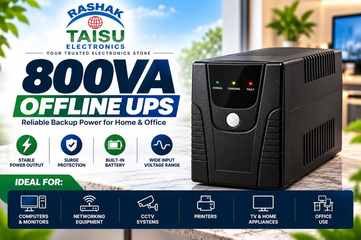 RASHAK TAISU 800VA Offline UPS – Reliable Backup Power