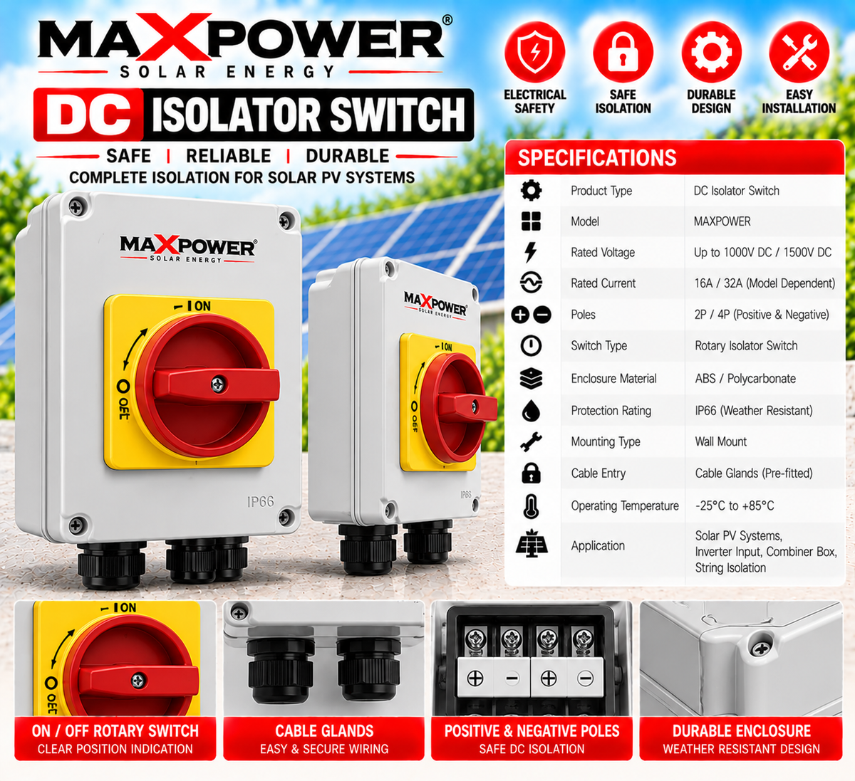 MaxPower DC Isolator Switch – Solar PV DC Isolation Switch