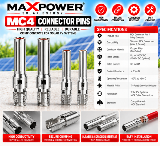 MaxPower MC4 Connector Pins / Crimp Contacts – Solar PV