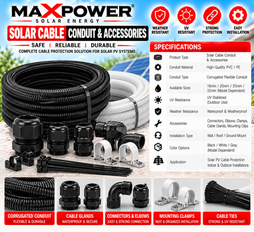 MaxPower Solar Cable Conduit & Accessories – PV Cable Protection System