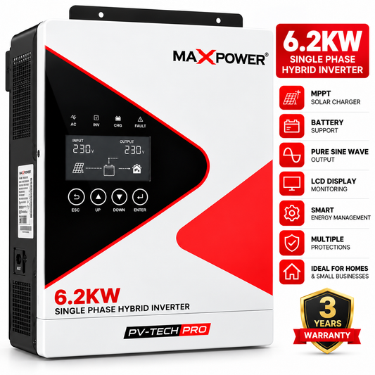 MaxPower PV-Tech Pro 6.2kW Single Phase Hybrid Solar Inverter