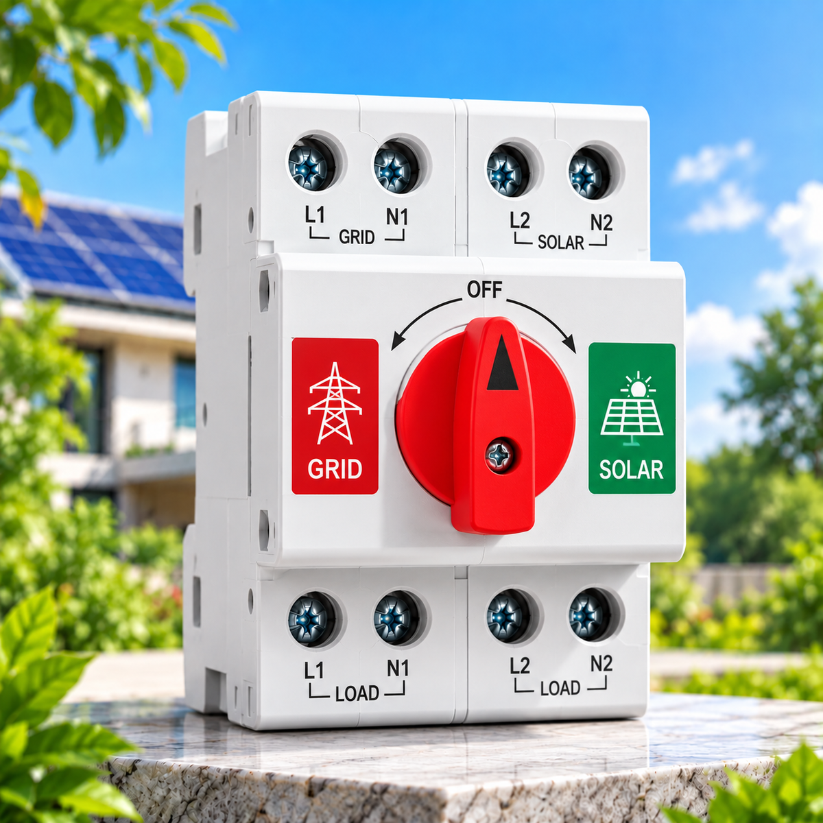 2P Solar Changeover Switch – Grid & Solar Power Selector