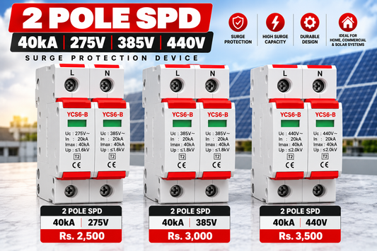 2 Pole SPD 40kA – 275V / 385V / 440V | YCS6-B Surge Protection Device